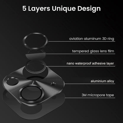 ENKAY Aluminium Alloy Tempered Glass Lens Cover Film For iPhone 14 / 14 Max