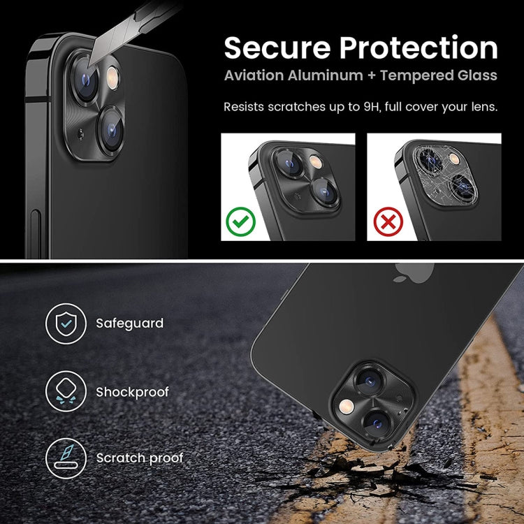 ENKAY Aluminium Alloy Tempered Glass Lens Cover Film For iPhone 14 / 14 Max