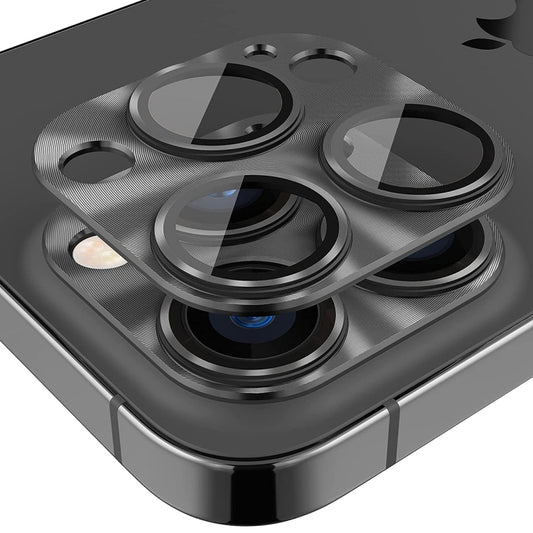 ENKAY Aluminium Alloy Tempered Glass Lens Cover Film For iPhone 14 Pro / 14 Pro Max