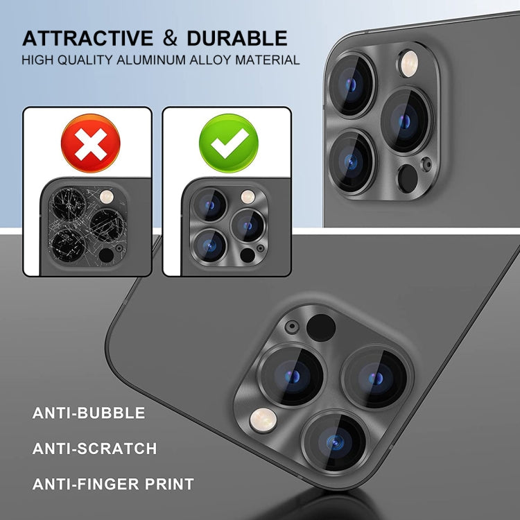ENKAY Aluminium Alloy Tempered Glass Lens Cover Film For iPhone 14 Pro / 14 Pro Max