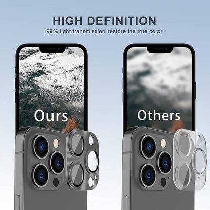 ENKAY Aluminium Alloy Tempered Glass Lens Cover Film For iPhone 14 Pro / 14 Pro Max