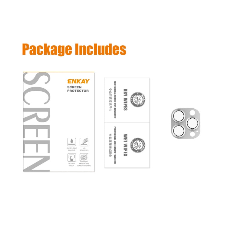 ENKAY Aluminium Alloy Tempered Glass Lens Cover Film For iPhone 14 Pro / 14 Pro Max