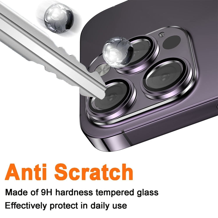 For iPhone 14 Pro / 14 Pro Max ENKAY Hat-Prince 9H Rear Camera Lens Tempered Glass Aluminium Alloy Film