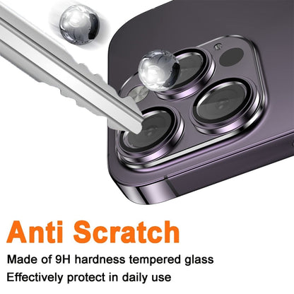 For iPhone 14 Pro / 14 Pro Max ENKAY Hat-Prince 9H Rear Camera Lens Tempered Glass Aluminium Alloy Film