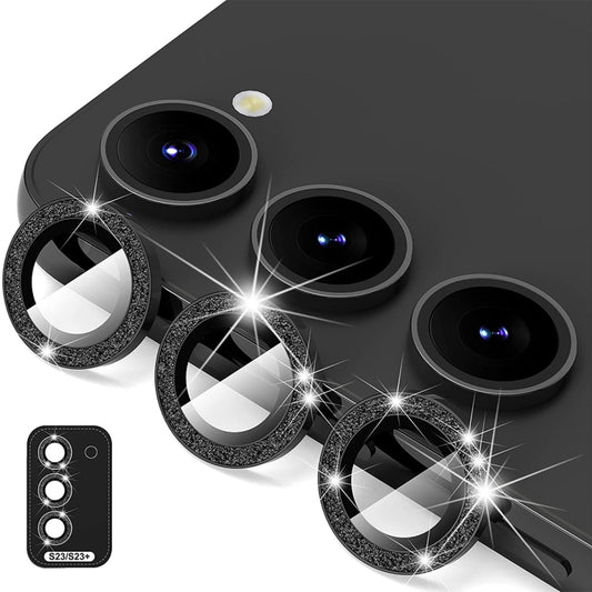 For Samsung Galaxy S23 5G / S23+ 5G ENKAY 9H Rear Camera Lens Glitter Aluminium Alloy Ring Tempered Glass Film