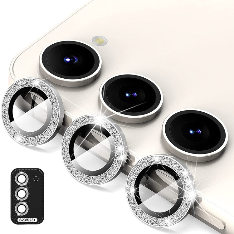 For Samsung Galaxy S23 5G / S23+ 5G ENKAY 9H Rear Camera Lens Glitter Aluminium Alloy Ring Tempered Glass Film