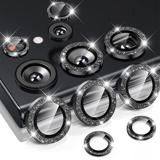 For Samsung Galaxy S23 Ultra 5G ENKAY 9H Rear Camera Lens Glitter Aluminium Alloy Ring Tempered Glass Film