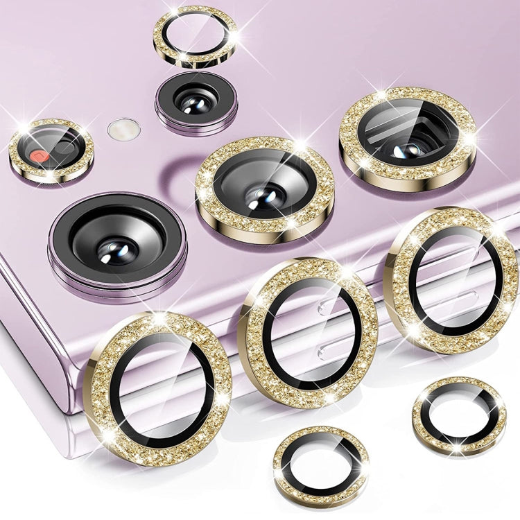 For Samsung Galaxy S23 Ultra 5G ENKAY 9H Rear Camera Lens Glitter Aluminium Alloy Ring Tempered Glass Film