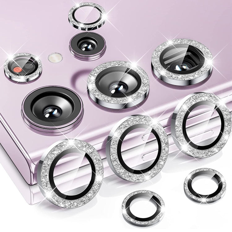 For Samsung Galaxy S23 Ultra 5G ENKAY 9H Rear Camera Lens Glitter Aluminium Alloy Ring Tempered Glass Film