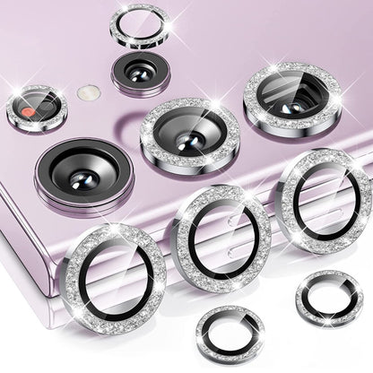 For Samsung Galaxy S23 Ultra 5G ENKAY 9H Rear Camera Lens Glitter Aluminium Alloy Ring Tempered Glass Film