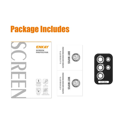 For Samsung Galaxy S23 Ultra 5G ENKAY 9H Rear Camera Lens Glitter Aluminium Alloy Ring Tempered Glass Film