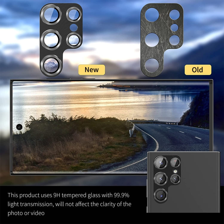 For Samsung Galaxy S23 Ultra ENKAY 9H Rear Camera Lens Aluminium Alloy Tempered Glass Film
