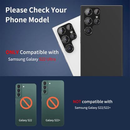 For Samsung Galaxy S22 Ultra ENKAY 9H Rear Camera Lens Aluminium Alloy Tempered Glass Film