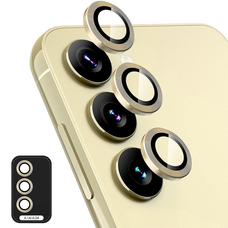 For Samsung Galaxy A14 / A34 ENKAY Hat-Prince 9H Rear Camera Lens Aluminium Alloy Ring Tempered Glass Film