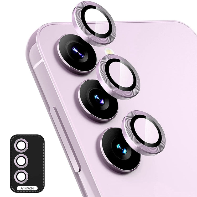 For Samsung Galaxy A14 / A34 ENKAY Hat-Prince 9H Rear Camera Lens Aluminium Alloy Ring Tempered Glass Film