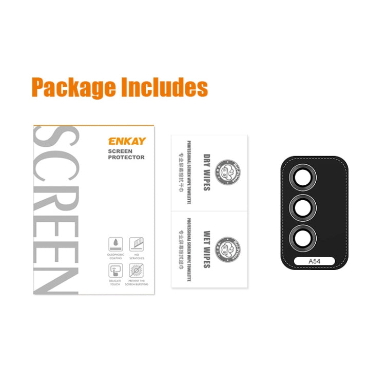 For Samsung Galaxy A54 ENKAY Hat-Prince 9H Rear Camera Lens Aluminium Alloy Ring Tempered Glass Film