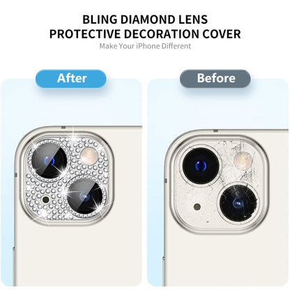For iPhone 14 / 14 Plus ENKAY Hat-Prince Blink Diamond Camera Lens Aluminium Alloy Tempered Glass Film