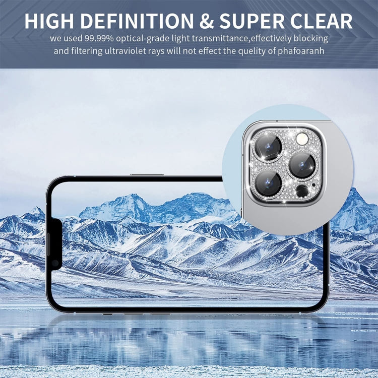 For iPhone 14 Pro / 14 Pro Max ENKAY Hat-Prince Blink Diamond Camera Lens Aluminium Alloy Tempered Glass Film