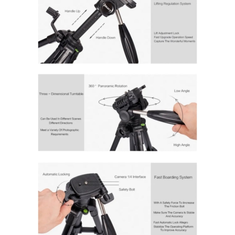 JMARY KP-2203 Portable Aluminum Alloy Telescopic SLR Camera Phone Photography Tripod