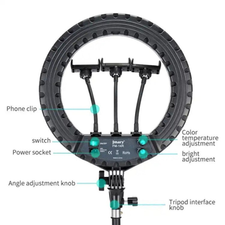 JMARY FM-14R Photography Light 14-inch Live Streaming Ring Light Photography LED Fill Light