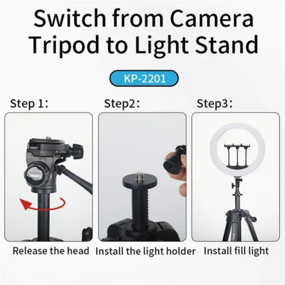 JMARY KP-2201 Portable 1.7m Adjustable Stand Smartphone / Camera Live Photography Tripod