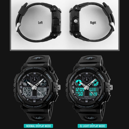 SKMEI 1270 Men Waterproof Dual Display Digital Watch Outdoor Sports Watch, Red, Green, Blue, Gray, Golden