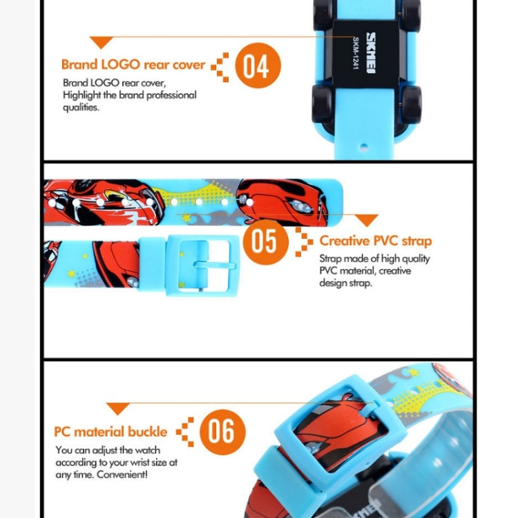 SKMEI 1241 Fashion Cute Cartoon Car Children Digital Watch, Yellow, Red, Blue, Black, Light Blue