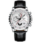 FNGEEN 5055 Men Waterproof Sports Fashion Stainless Steel Watch, Black Steel Black Surface, White Steel Black Surface, White Steel White Surface, Black Leather Black Steel Black Surface, Black Leather White Steel Black Surface��������������������������...