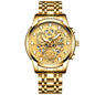 FNGEEN 4088 Men Hollow Quartz Watch Student Waterproof Luminous Watch, Full Gold Gold Surface, Full Gold Black Surface, Black Steel Black Surface White Nails, Black Steel Black Surface Gold Nails, Gold And Gold Surface, Gold Black Surface��������������...