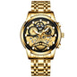 FNGEEN 4088 Men Hollow Quartz Watch Student Waterproof Luminous Watch, Full Gold Gold Surface, Full Gold Black Surface, Black Steel Black Surface White Nails, Black Steel Black Surface Gold Nails, Gold And Gold Surface, Gold Black Surface��������������...