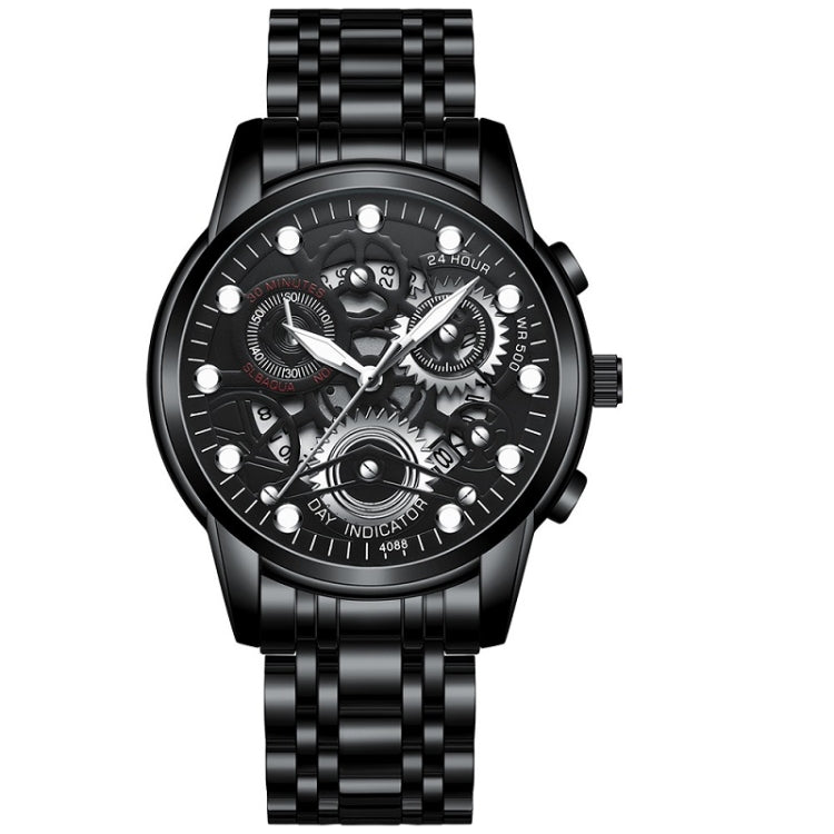 FNGEEN 4088 Men Hollow Quartz Watch Student Waterproof Luminous Watch, Full Gold Gold Surface, Full Gold Black Surface, Black Steel Black Surface White Nails, Black Steel Black Surface Gold Nails, Gold And Gold Surface, Gold Black Surface��������������...