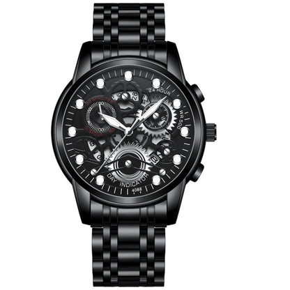 FNGEEN 4088 Men Hollow Quartz Watch Student Waterproof Luminous Watch, Full Gold Gold Surface, Full Gold Black Surface, Black Steel Black Surface White Nails, Black Steel Black Surface Gold Nails, Gold And Gold Surface, Gold Black Surface��������������...