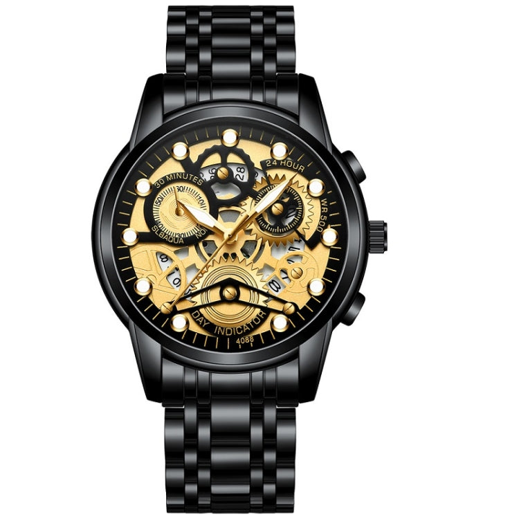 FNGEEN 4088 Men Hollow Quartz Watch Student Waterproof Luminous Watch, Full Gold Gold Surface, Full Gold Black Surface, Black Steel Black Surface White Nails, Black Steel Black Surface Gold Nails, Gold And Gold Surface, Gold Black Surface��������������...
