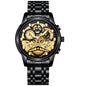 FNGEEN 4088 Men Hollow Quartz Watch Student Waterproof Luminous Watch, Full Gold Gold Surface, Full Gold Black Surface, Black Steel Black Surface White Nails, Black Steel Black Surface Gold Nails, Gold And Gold Surface, Gold Black Surface��������������...