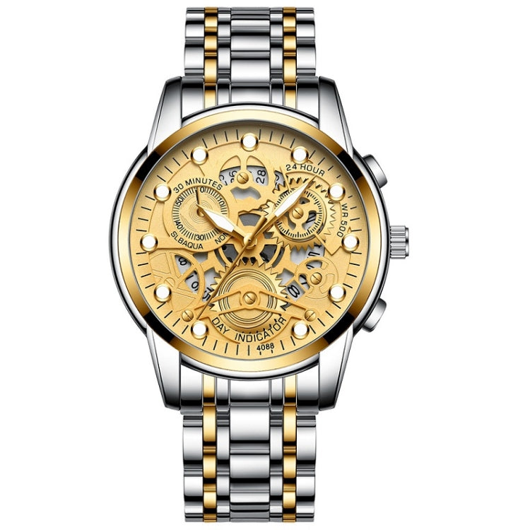 FNGEEN 4088 Men Hollow Quartz Watch Student Waterproof Luminous Watch, Full Gold Gold Surface, Full Gold Black Surface, Black Steel Black Surface White Nails, Black Steel Black Surface Gold Nails, Gold And Gold Surface, Gold Black Surface��������������...