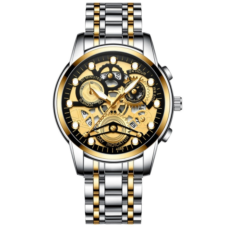 FNGEEN 4088 Men Hollow Quartz Watch Student Waterproof Luminous Watch, Full Gold Gold Surface, Full Gold Black Surface, Black Steel Black Surface White Nails, Black Steel Black Surface Gold Nails, Gold And Gold Surface, Gold Black Surface��������������...