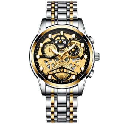 FNGEEN 4088 Men Hollow Quartz Watch Student Waterproof Luminous Watch, Full Gold Gold Surface, Full Gold Black Surface, Black Steel Black Surface White Nails, Black Steel Black Surface Gold Nails, Gold And Gold Surface, Gold Black Surface��������������...