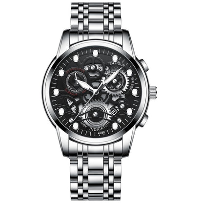 FNGEEN 4088 Men Hollow Quartz Watch Student Waterproof Luminous Watch, Full Gold Gold Surface, Full Gold Black Surface, Black Steel Black Surface White Nails, Black Steel Black Surface Gold Nails, Gold And Gold Surface, Gold Black Surface��������������...