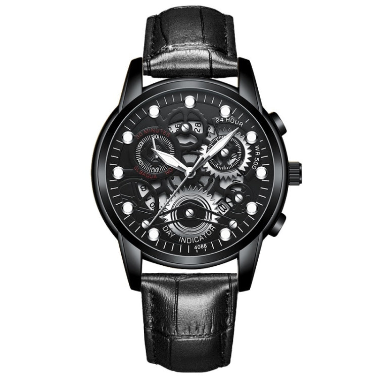 FNGEEN 4088 Men Hollow Quartz Watch Student Waterproof Luminous Watch, Full Gold Gold Surface, Full Gold Black Surface, Black Steel Black Surface White Nails, Black Steel Black Surface Gold Nails, Gold And Gold Surface, Gold Black Surface��������������...