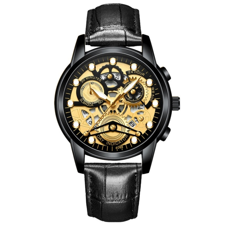 FNGEEN 4088 Men Hollow Quartz Watch Student Waterproof Luminous Watch, Full Gold Gold Surface, Full Gold Black Surface, Black Steel Black Surface White Nails, Black Steel Black Surface Gold Nails, Gold And Gold Surface, Gold Black Surface��������������...