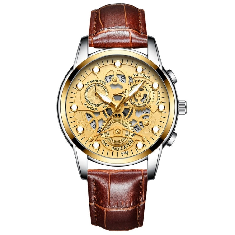 FNGEEN 4088 Men Hollow Quartz Watch Student Waterproof Luminous Watch, Full Gold Gold Surface, Full Gold Black Surface, Black Steel Black Surface White Nails, Black Steel Black Surface Gold Nails, Gold And Gold Surface, Gold Black Surface��������������...