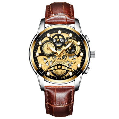 FNGEEN 4088 Men Hollow Quartz Watch Student Waterproof Luminous Watch, Full Gold Gold Surface, Full Gold Black Surface, Black Steel Black Surface White Nails, Black Steel Black Surface Gold Nails, Gold And Gold Surface, Gold Black Surface��������������...