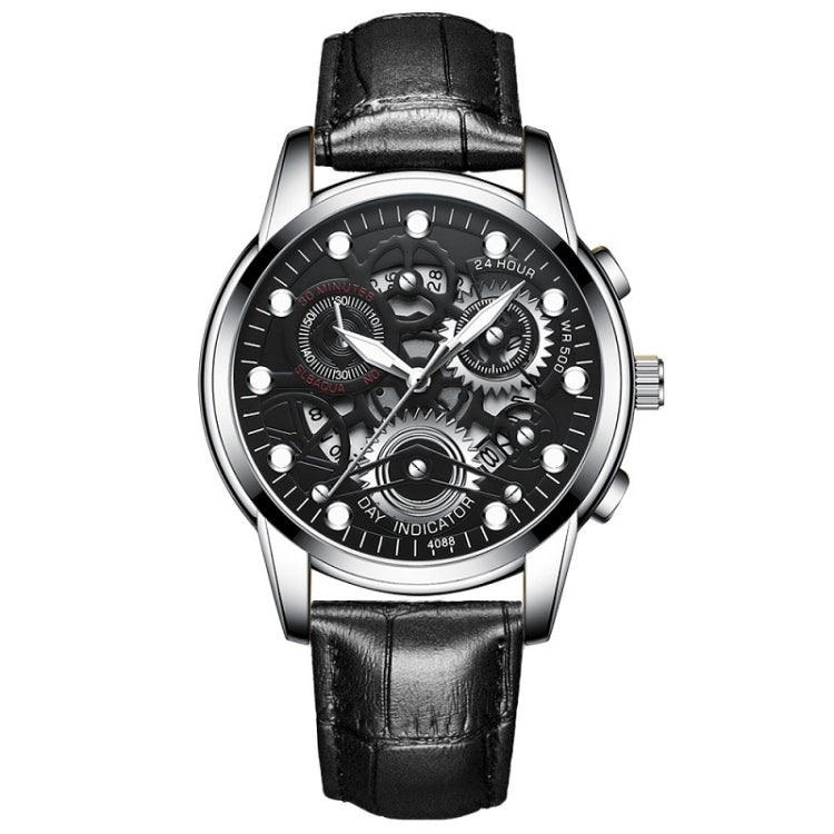 FNGEEN 4088 Men Hollow Quartz Watch Student Waterproof Luminous Watch, Full Gold Gold Surface, Full Gold Black Surface, Black Steel Black Surface White Nails, Black Steel Black Surface Gold Nails, Gold And Gold Surface, Gold Black Surface��������������...