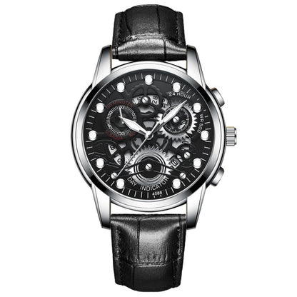 FNGEEN 4088 Men Hollow Quartz Watch Student Waterproof Luminous Watch, Full Gold Gold Surface, Full Gold Black Surface, Black Steel Black Surface White Nails, Black Steel Black Surface Gold Nails, Gold And Gold Surface, Gold Black Surface��������������...