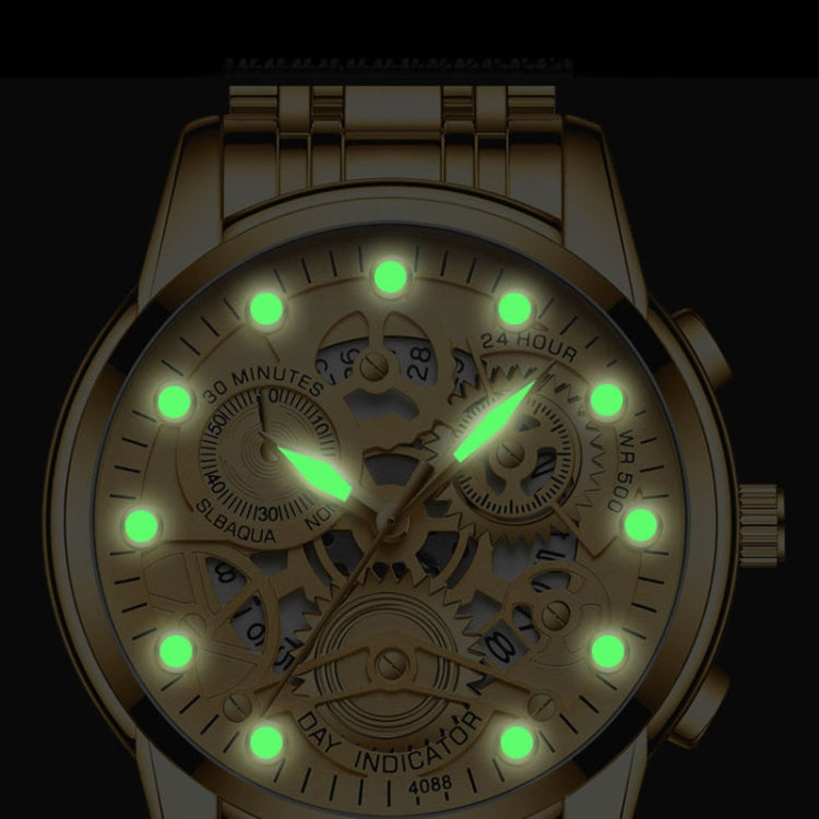 FNGEEN 4088 Men Hollow Quartz Watch Student Waterproof Luminous Watch, Full Gold Gold Surface, Full Gold Black Surface, Black Steel Black Surface White Nails, Black Steel Black Surface Gold Nails, Gold And Gold Surface, Gold Black Surface��������������...