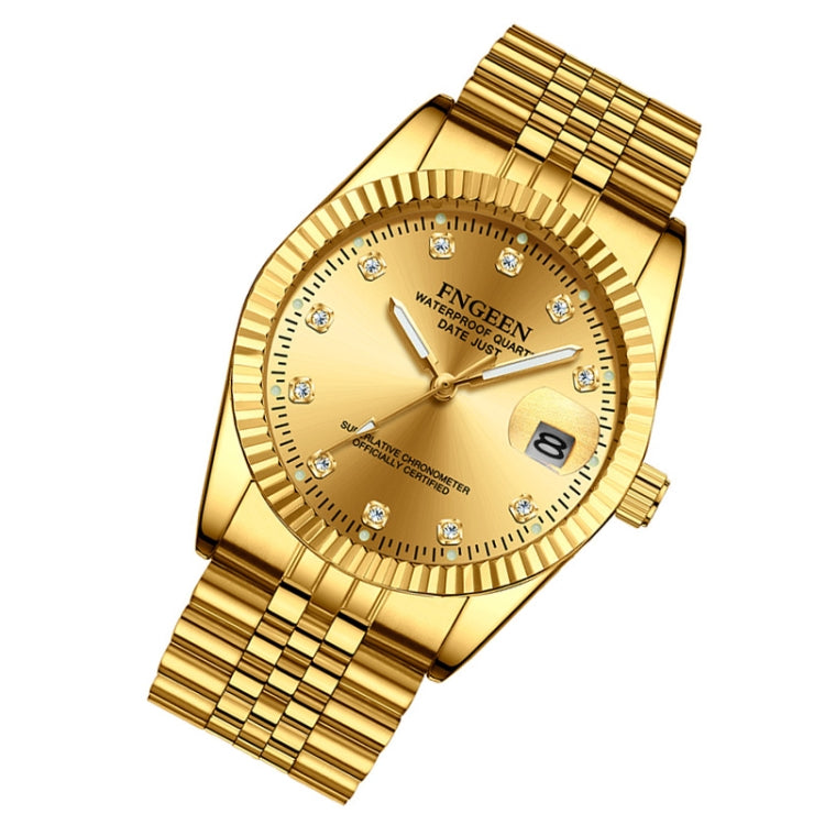 FNGEEN 7008 Men Fashion Diamond Dial Watch Couple Watch, Full Gold Gold Surface, Full Gold Black Surface, Full Gold White Surface, Golden Surface, Gold Black Sueface, Golden White Surface, Brown Leather Full Gold Surface��������������������������������...