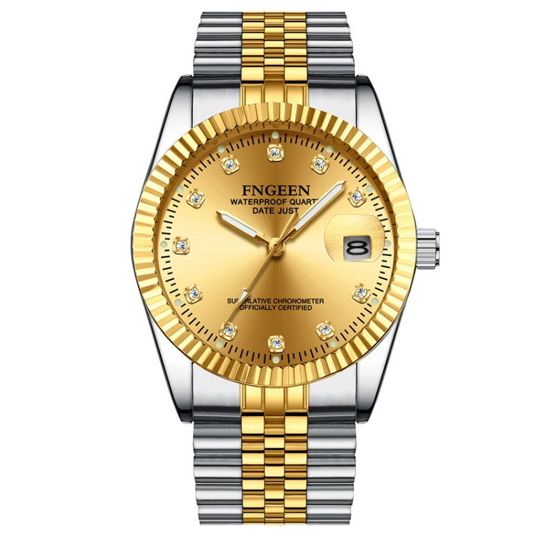 FNGEEN 7008 Men Fashion Diamond Dial Watch Couple Watch, Full Gold Gold Surface, Full Gold Black Surface, Full Gold White Surface, Golden Surface, Gold Black Sueface, Golden White Surface, Brown Leather Full Gold Surface��������������������������������...