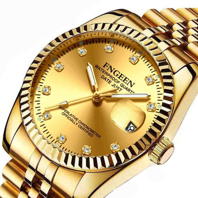 FNGEEN 7008 Men Fashion Diamond Dial Watch Couple Watch, Full Gold Gold Surface, Full Gold Black Surface, Full Gold White Surface, Golden Surface, Gold Black Sueface, Golden White Surface, Brown Leather Full Gold Surface��������������������������������...