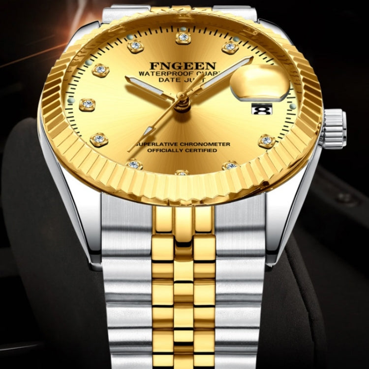FNGEEN 7008 Men Fashion Diamond Dial Watch Couple Watch, Full Gold Gold Surface, Full Gold Black Surface, Full Gold White Surface, Golden Surface, Gold Black Sueface, Golden White Surface, Brown Leather Full Gold Surface��������������������������������...