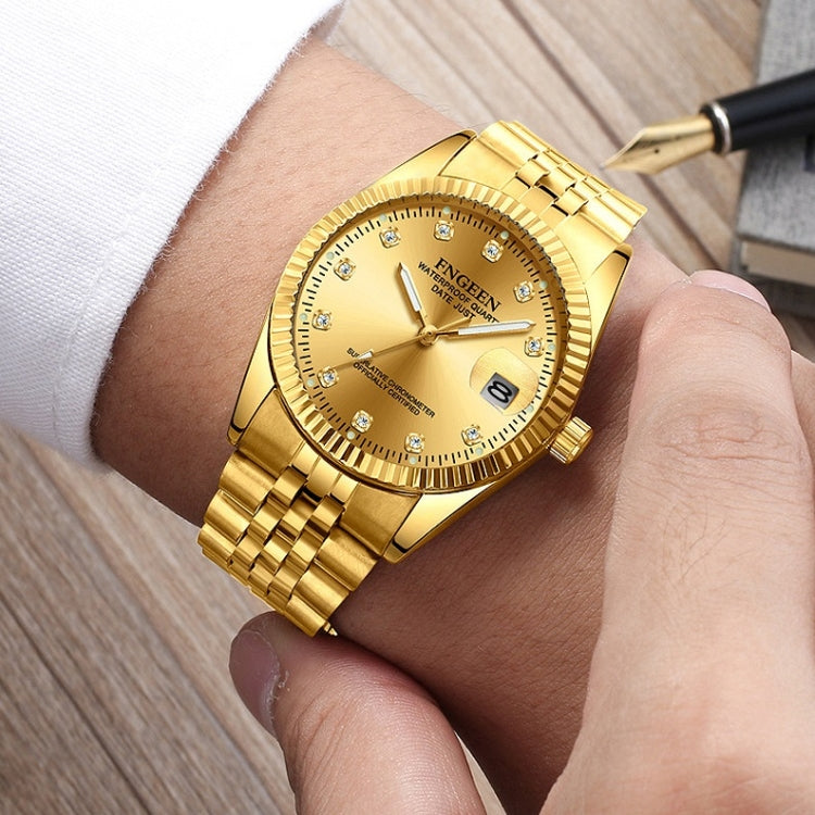 FNGEEN 7008 Men Fashion Diamond Dial Watch Couple Watch, Full Gold Gold Surface, Full Gold Black Surface, Full Gold White Surface, Golden Surface, Gold Black Sueface, Golden White Surface, Brown Leather Full Gold Surface��������������������������������...